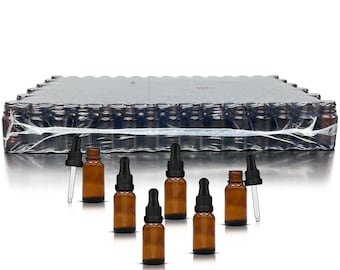 Pack of 192 Amber Glass Dropper Bottles 10ml - Tamper Evident Pipettes, Bulk