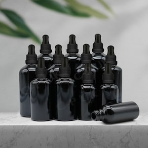 BLACK Glass Dropper Bottles with Tamper Evident Pipette Eye Drop for Oils Aromatherapy Liquid Medicine