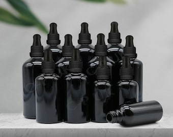Black Glass Dropper Bottles, Tamper Evident Pipette, Aromatherapy