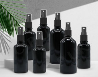 Black Glass Spray Bottles with Mist Atomiser Sprayer, Aromatherapy Room Spray