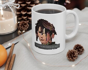 You're the best looking guy here meme FFVIII Squall Humor Coffee Tea Ceramic Mug 11oz