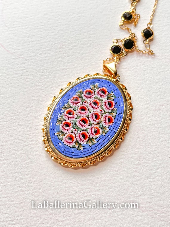 イタリア製、ヴィンテージ、マイクロモザイクペンダント イタリア製