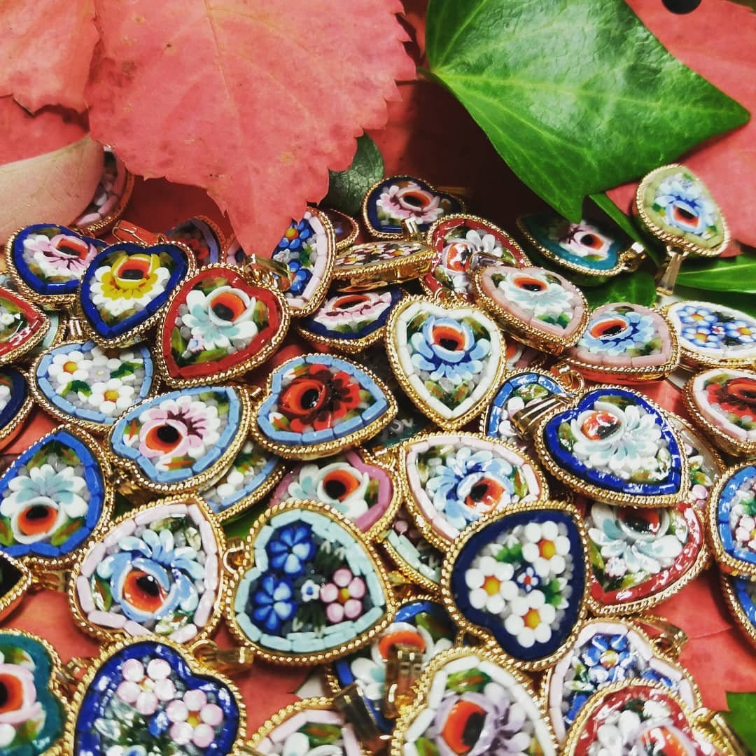 Italian Florentine Micro Mosaic Jewelry Pendant for Necklace