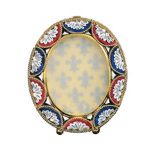 Italian Florentine Micro Mosaic Jewelry Byzantine Florence Italy vintage style floral picture frame wedding gift decor tabletop oval