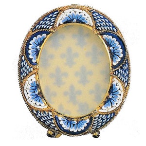 Italian Florentine Micro Mosaic Jewelry Byzantine Florence Italy vintage style floral picture frame wedding gift decor tabletop oval