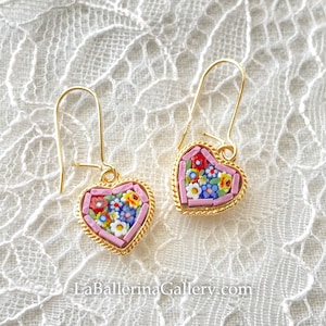 Earring Filigree Italian Florentine Micro Mosaic Jewelry Byzantine, brass glass Florence Italy vintage style floral round gift Italy