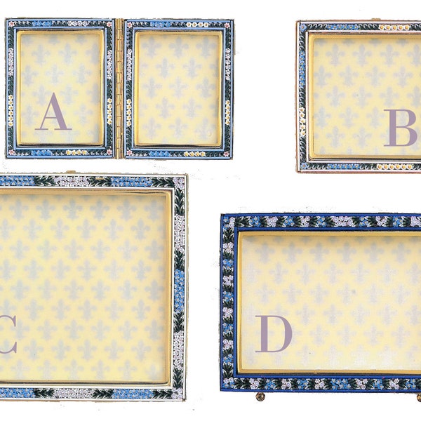 Micro mosaïque florentine italienne bijoux Florence Italie style vintage floral cadre photo cadeau de mariage décor de table rectangle carré