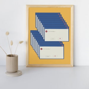 Y2K Gelb Fenster Fehler zu schön Nachricht Wandkunst | Rosa lustige Girly Schlafzimmer Wohnheim Wand Kunst | Trendy 90er Jahre Wand Kunst | Retro Plakat