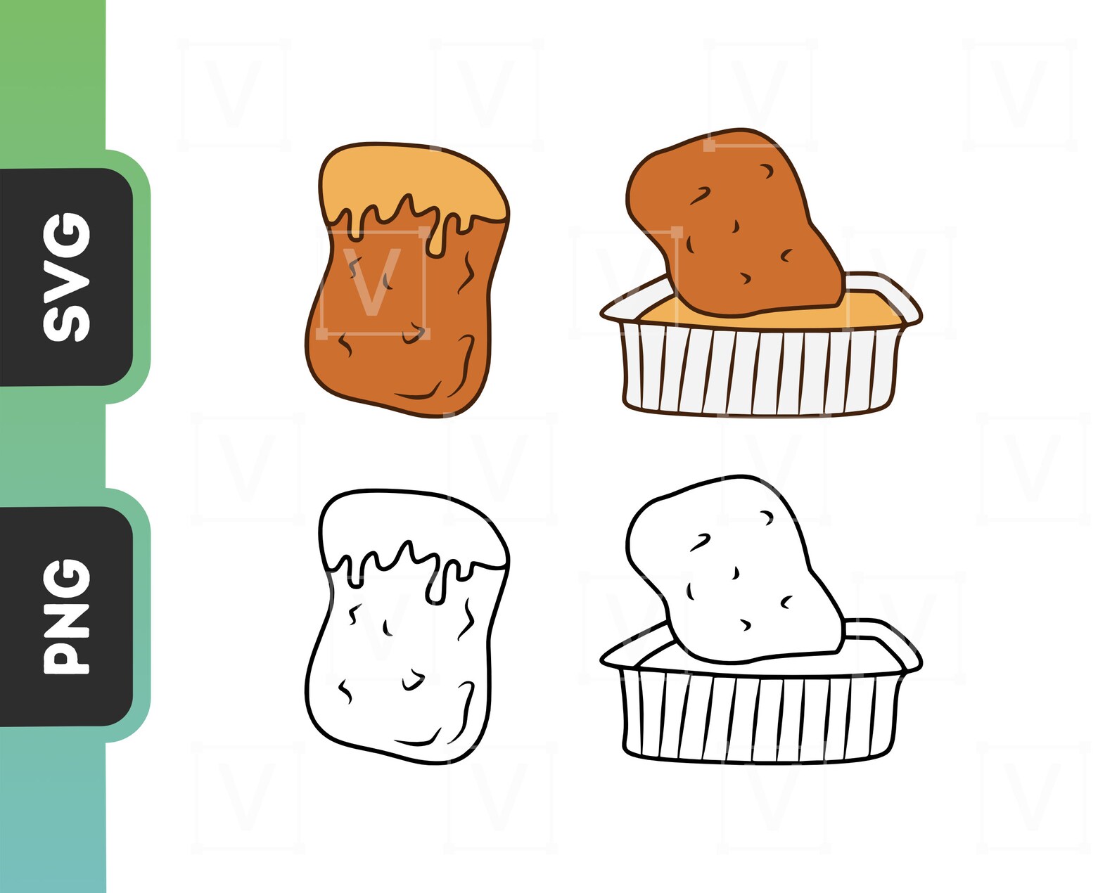 Chicken Nuggets SVG Clipart Chicken Nuggets Dipped in Sauce Etsy