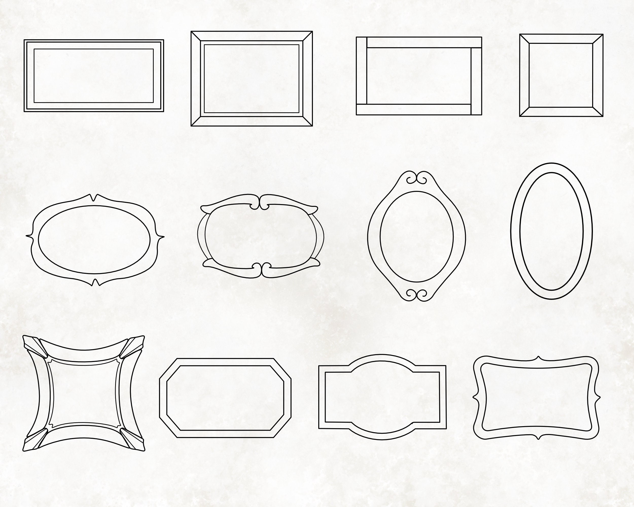 Frames Vector Clipart Stylish Symmetrical Picture Frames Etsy