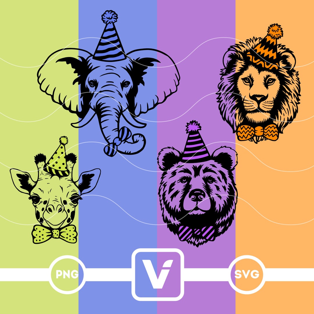 Party Animals SVG Clipart Birthday Party Animal Celebration - Etsy Canada