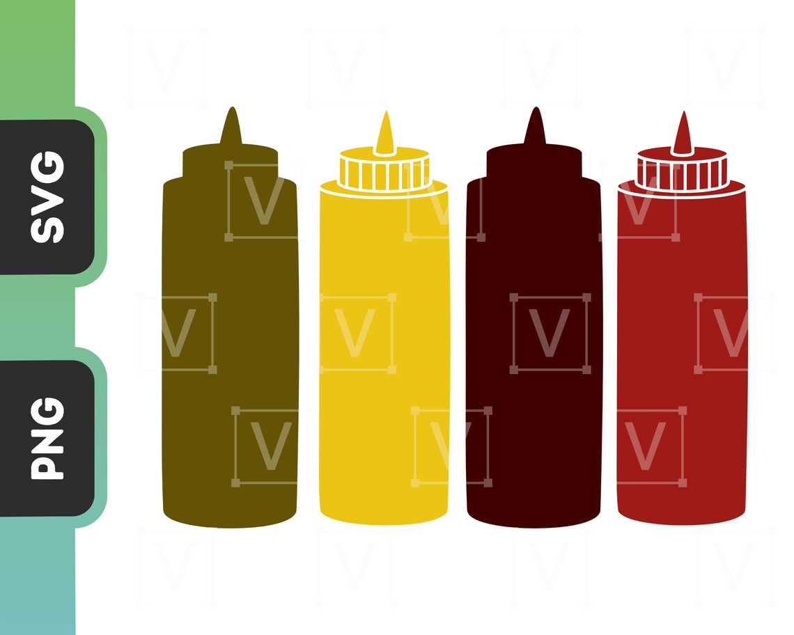 Condiment Bottle SVG Clipart Mustard and Ketchup Squeeze Etsy