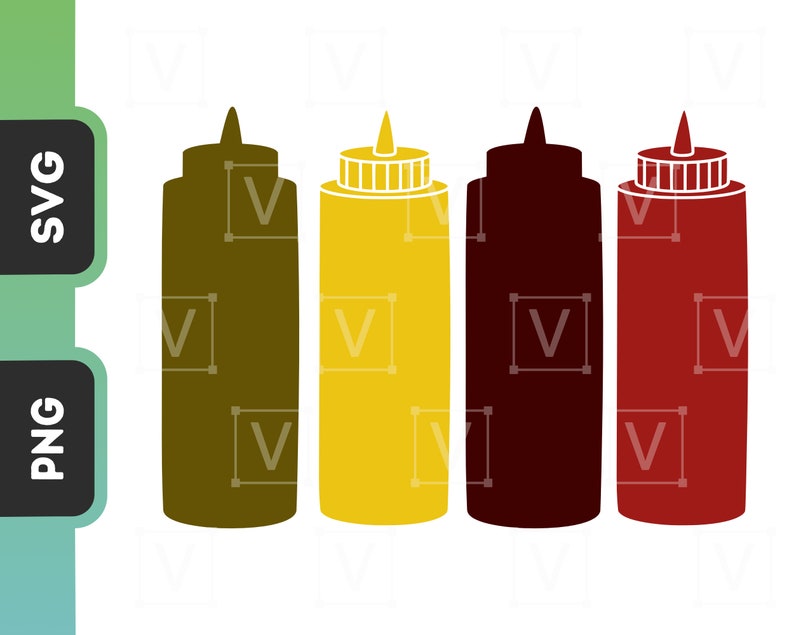 Condiment Bottle SVG Clipart Mustard and Ketchup Squeeze Etsy