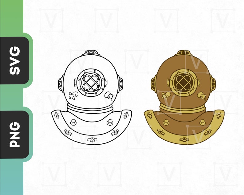 Scuba Helmet SVG Clipart Nautical Themed Deep Diver Gear Etsy
