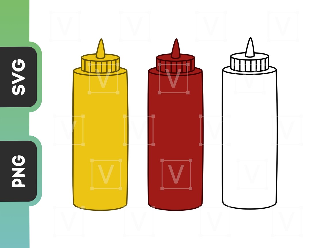 Condiment Bottle SVG Clipart Mustard and Ketchup Squeeze Etsy