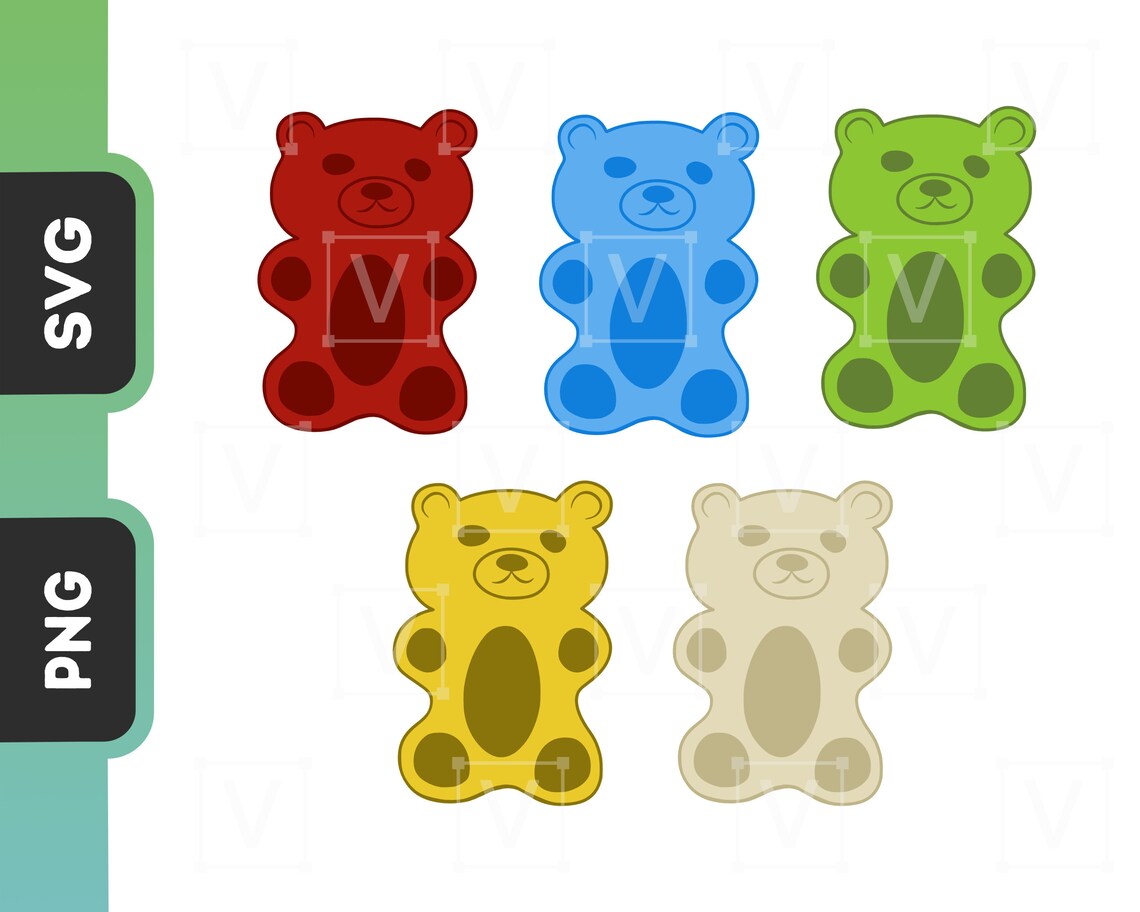Gummy Bears SVG Clipart Color Variety Layered & Outlined - Etsy