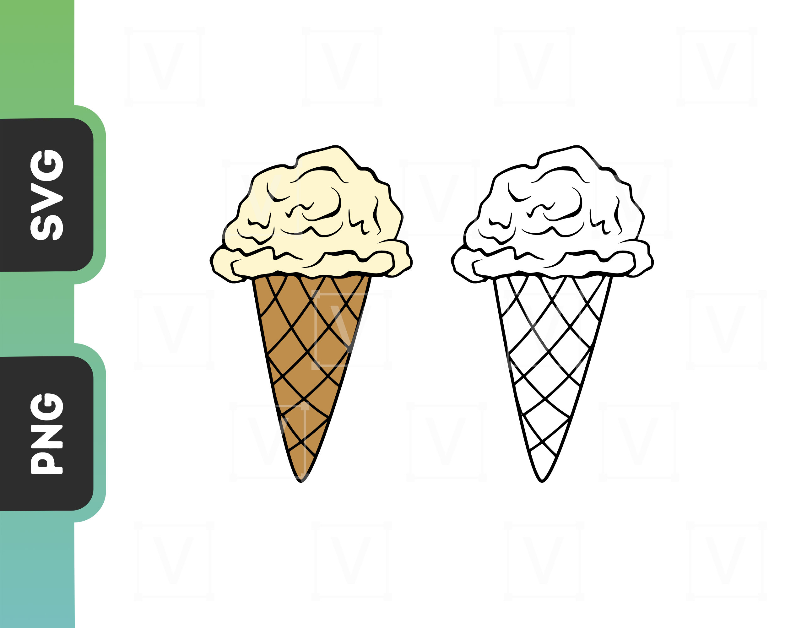 Eis SVG Clipart Vanilleeis mit Waffeltüte Überlagerte &amp; - Etsy.de