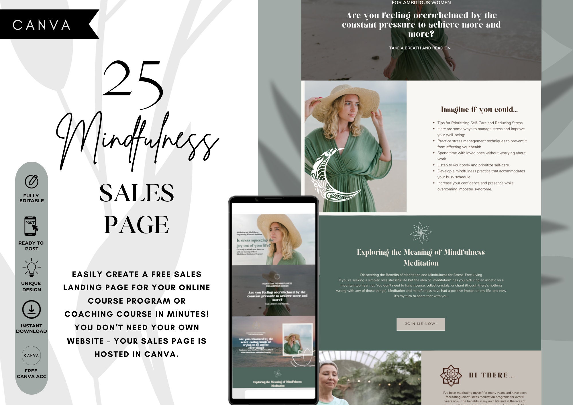 Mindfulness Course Sales Page Template Online Course Sales Landing Mindfulness Course Sales Page Template Online Course Sales Landing