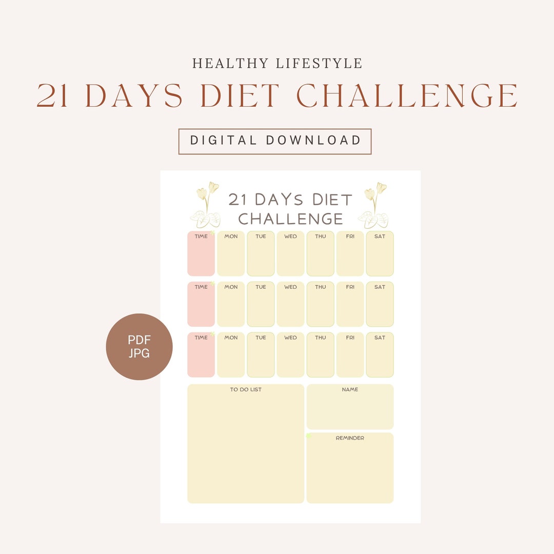 21 Days Diet Challenge Achieve a Healthy Lifestyle Wellness - Etsy