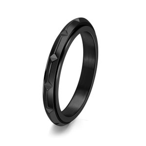 Bague losange fine personnalisée 3 mm, bague rotative minimaliste, bague en acier au titane, anneau à superposer, anneau d'anxiété, anneau agité, anneau de promesse image 6