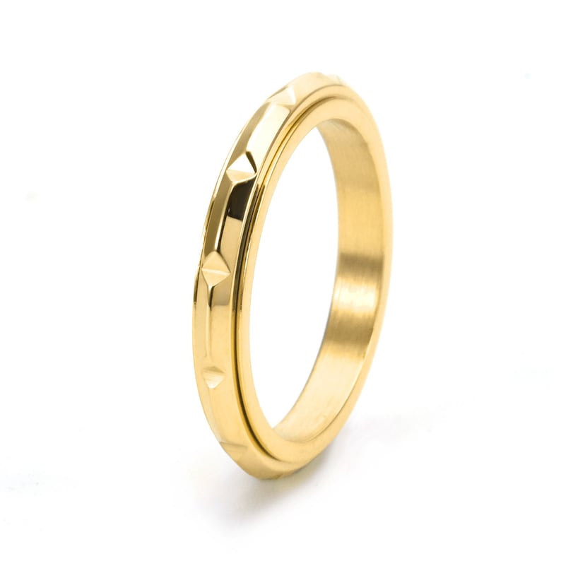 Benutzerdefinierte 3mm dünne Rhombus Spinner Ring, minimalistischen drehbaren Ring, Titan Stahl Ring, Stapelring, Angst Ring, Fidget Ring, Versprechen Ring Bild 5