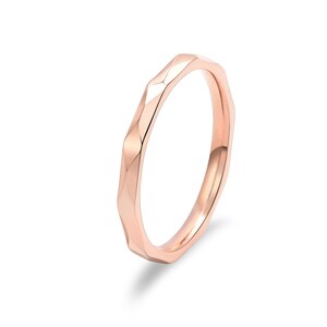 Diamond Cut Thin Stainless Steel Rings, Sliver/Rose Gold Ring, Simple Couple Band, Wedding Band Couple Ring, Promise Ring, Engagement Ring Rose gold