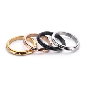 Aangepaste 3 mm dunne Rhombus Spinner Ring, Mnimalist Draaibare Ring, Titanium Stalen Ring, Stapelring, Angstring, Fidget Ring, Promise Ring afbeelding 8