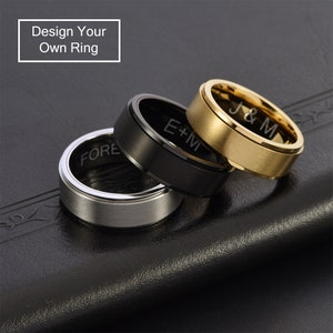 Benutzerdefinierte Drehbarer Ring, Spinner Ringe Angst Ring Fidget Ring, Sorgen & Stressabbau Ring Streewear Ring Unisex Ring Minimalistischer Ring für Männer Bild 1