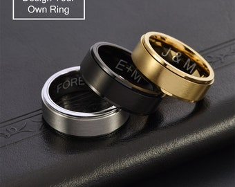 Aangepaste draaibare ring, Spinner ringen angst ring Fidget ring, zorgen & stress verlichting ring Streewear ring Unisex ring minimalistische ring voor mannen