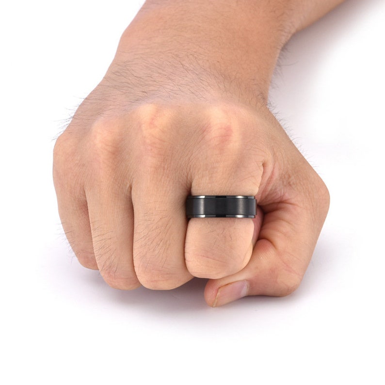 Benutzerdefinierte Drehbarer Ring, Spinner Ringe Angst Ring Fidget Ring, Sorgen & Stressabbau Ring Streewear Ring Unisex Ring Minimalistischer Ring für Männer Bild 7