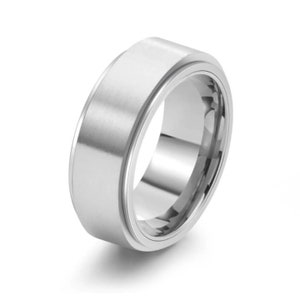 Aangepaste draaibare ring, Spinner ringen angst ring Fidget ring, zorgen & stress verlichting ring Streewear ring Unisex ring minimalistische ring voor mannen afbeelding 4
