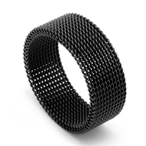 Titanium Steel Woven Bendable Mesh Rings, Titanium Steel Ring, Simple Couple Band, Wedding Band Couple Ring, Promise Ring, Engagement Ring Black