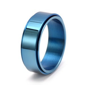 Wide Sliver/Gold/Black/Blue Spinner Stainless Steel Rings, Rotatable ring, Anxiety Ring, Fidget Ring, Worry & Stress Relief Ring image 7