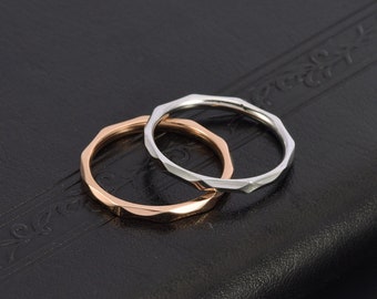 Bagues fines en acier inoxydable taillées en diamant, bague en argent/or rose, alliance simple, alliance pour couple, bague de promesse, bague de fiançailles