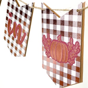 Fall In Love Banner,Rose Gold Plaid & Maroon Banner, Rose Gold Bridal Shower Banner, Engagement Party Banner, Fall In Love