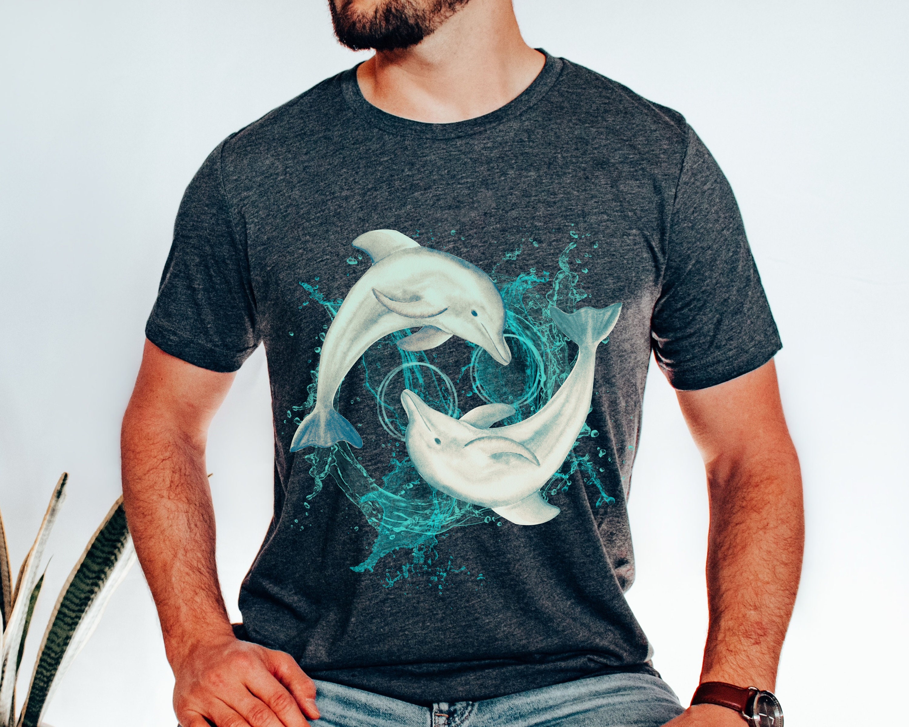 Dolphins Shirt, Watercolor Tee, Ocean Animal Lover, Gift for Her or Him, Dolphins Tee, Unisex T ...