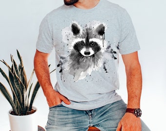 Raccoon shirt, Unisex watercolor tee, Wildlife animal t shirt, Cute Raccoons tee animal Shirt, Raccoon lover gift for men uncle brother