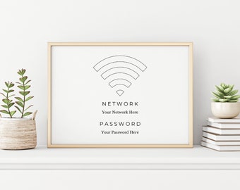 WiFi Password Sign Printable, Editable WiFi Sign Template, Wifi Password Printable, 6X4, 7X5, 10X8, Instant Download, Canva, Editable