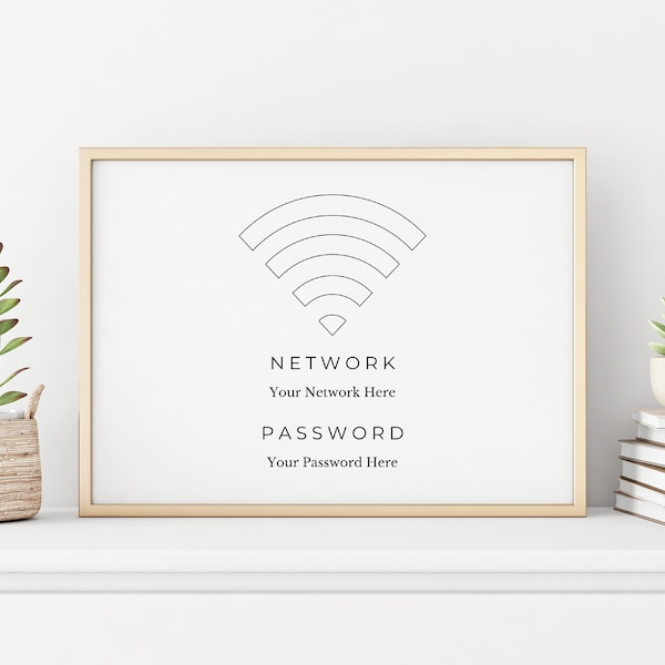 WiFi Password Sign Printable, Editable WiFi Sign Template, Wifi Password Printable, 6X4, 7X5, 10X8, Instant Download, Canva, Editable