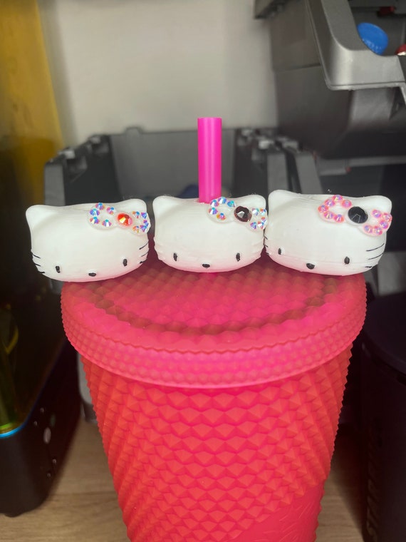 Pink Kitty Straw Topper