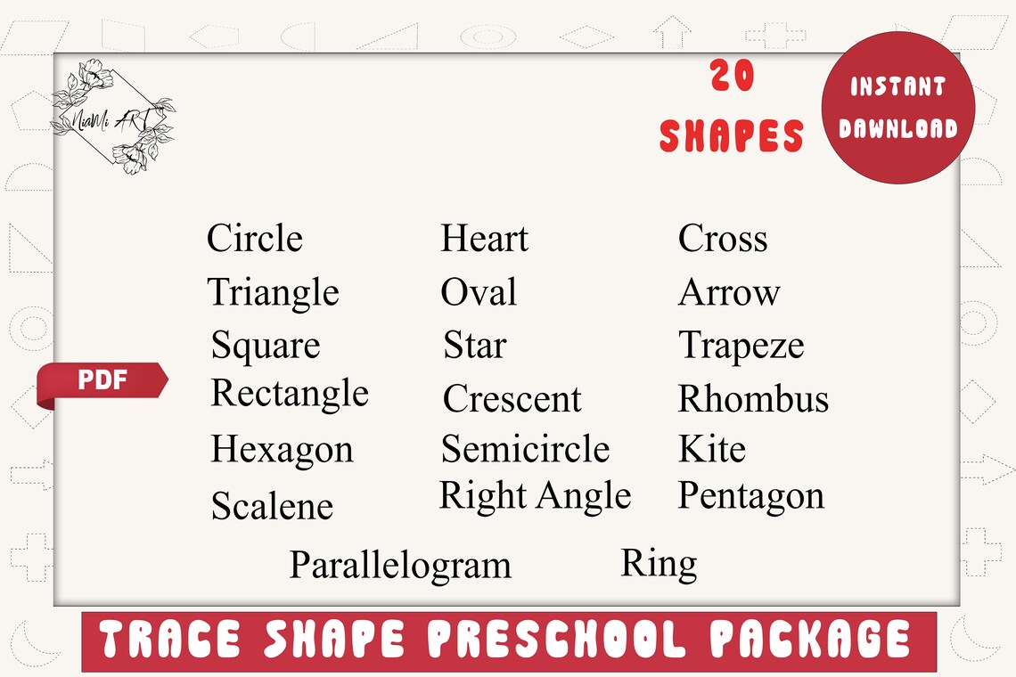 preschool printablesshapes tracing worksheets for etsy