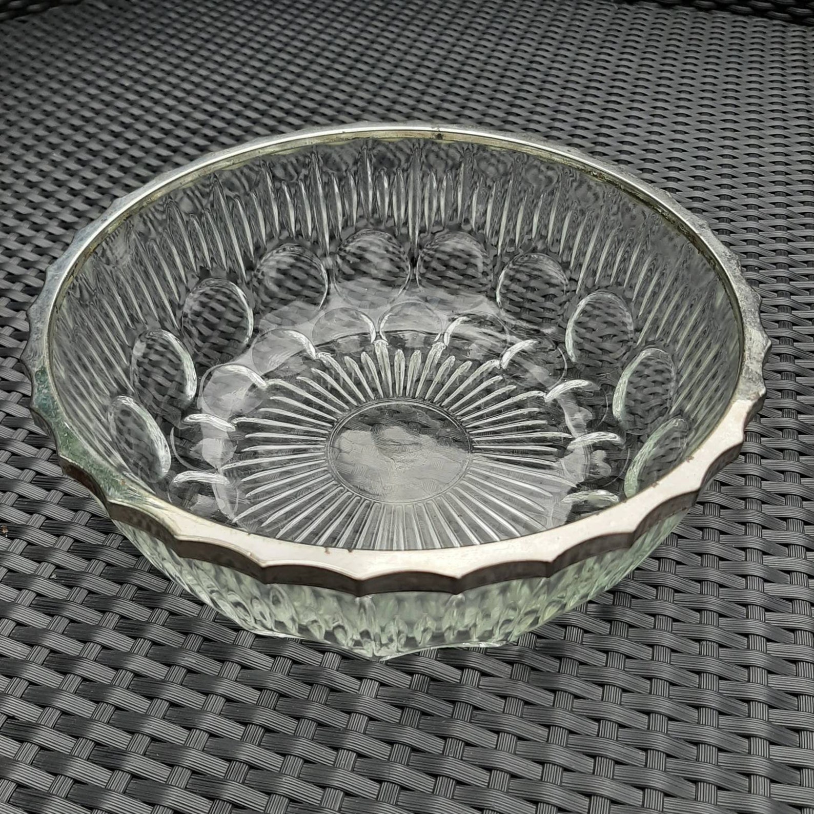 Edinburgh Crystal Bowl XXL with Silver Rim Vintage Etsy