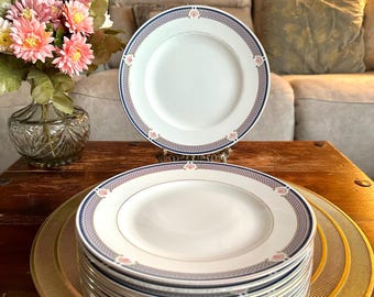 Vintage Wedgwood Waverley 12 Salad Plate Set White Minimalistic Bone China England Diameter 8”