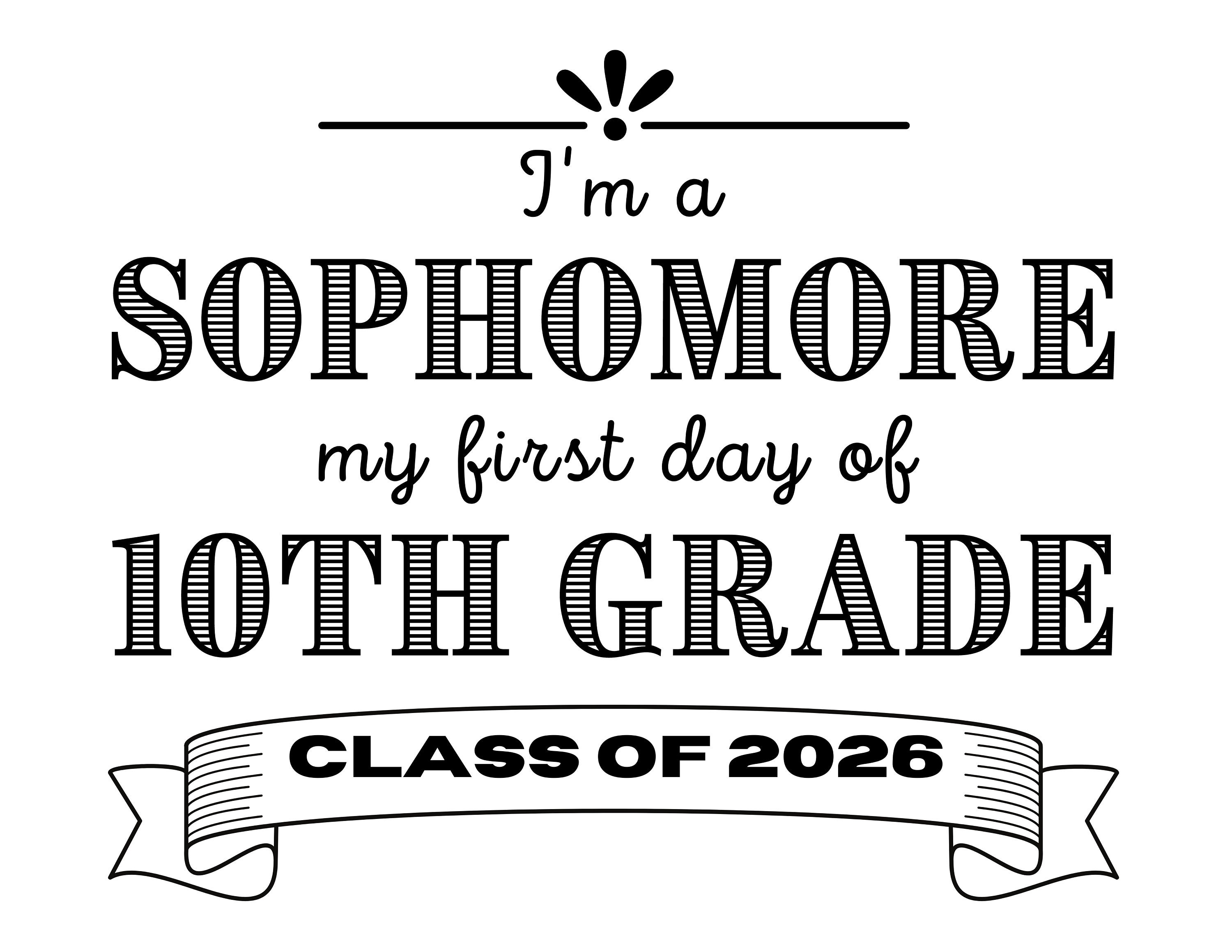10th Grade First Day Of School Sophomore Year Class Of 2026 Digital Download 8 5x11 Etsy