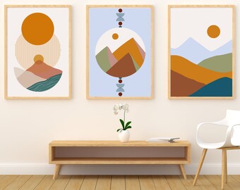 3 Piece Wall Art, Boho Printable Art, Neutral Wall Art, Boho Wall Art Print, Instant Digital Download, Minimalist Art, Bohemian Home Decor