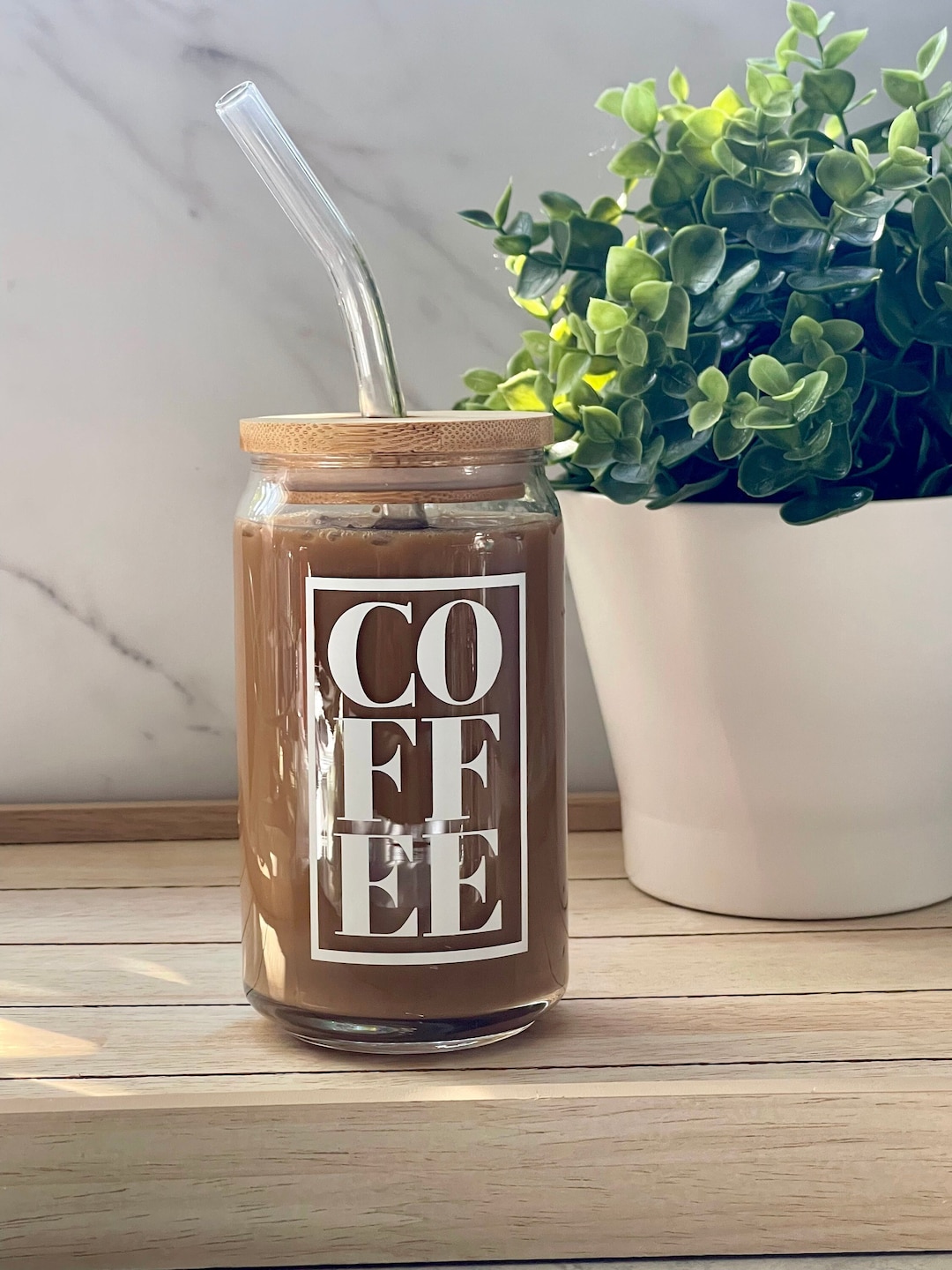 COFFEE Glass Can 16oz Iced Coffee Beer Glass Can Aesthetic Etsy