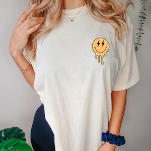 Dripping Smiley Face T-shirt, Smile, Comfort Colors t-shirt, Comfy Graphic Tee, Cute shirt