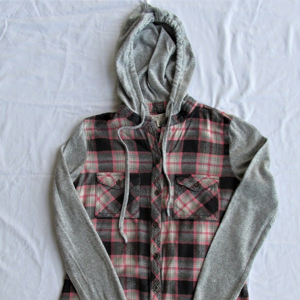 Adam Levine Girl's Cotton Flannel Shirt w/ Hood Size Small