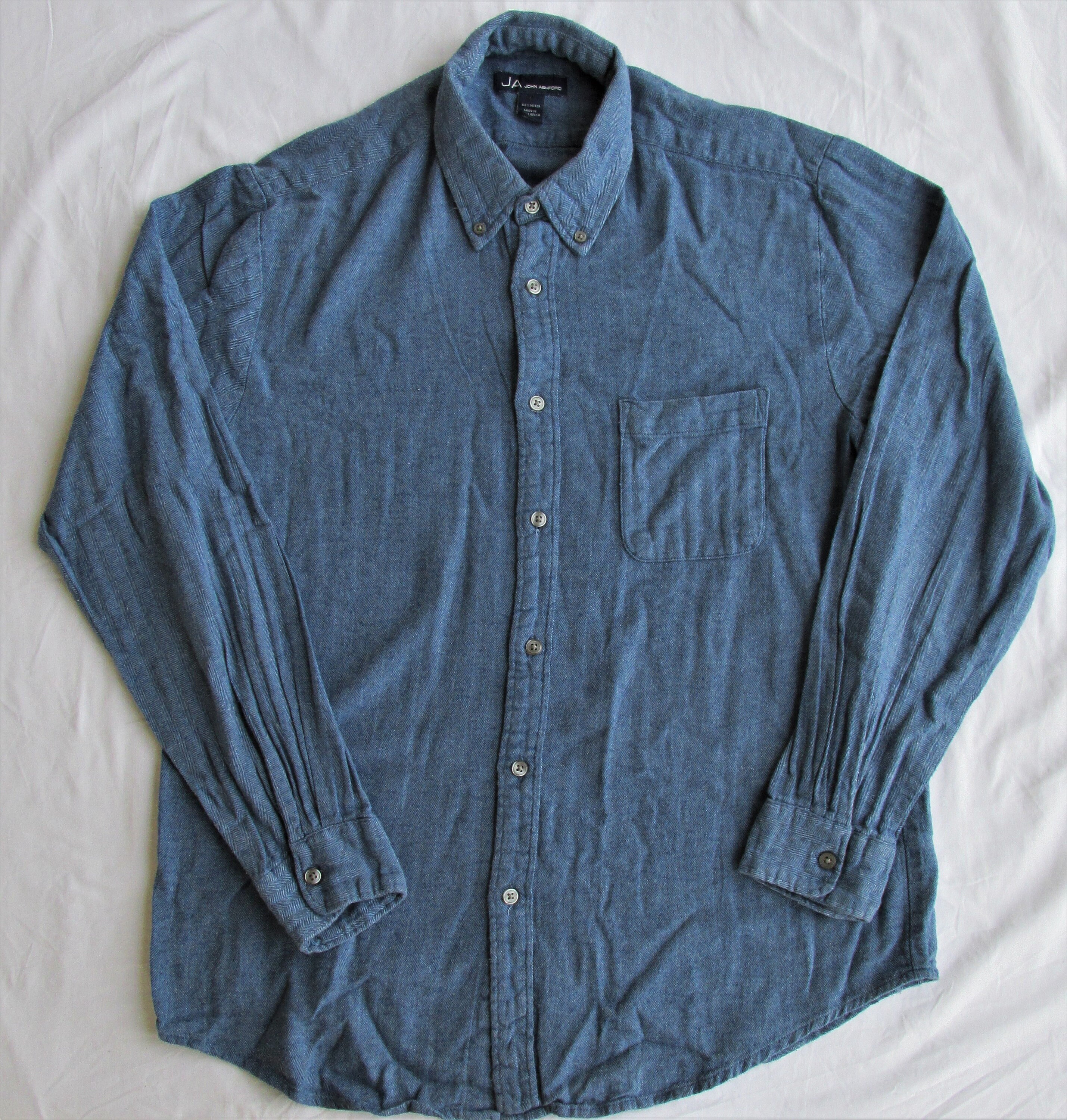 John Ashford Men's Long Sleeve Cotton Herringbone Shirt | Etsy