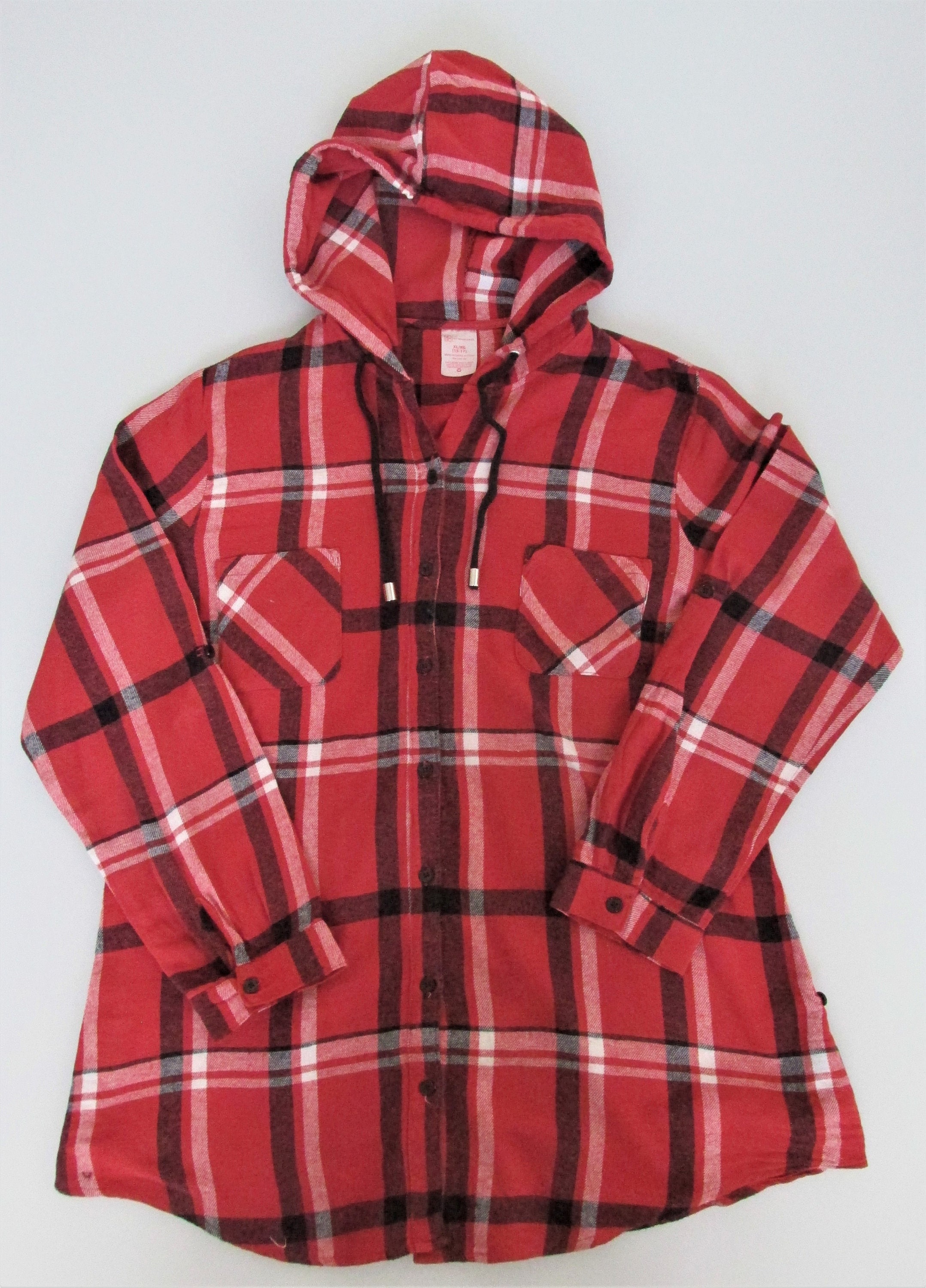 No Boundaries Women's Flannel Hoodie Shirt Size XL 15-17 